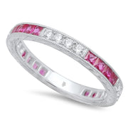 BEVERLY K 18Kwhite Gold French Cut Ruby and Diamond Band